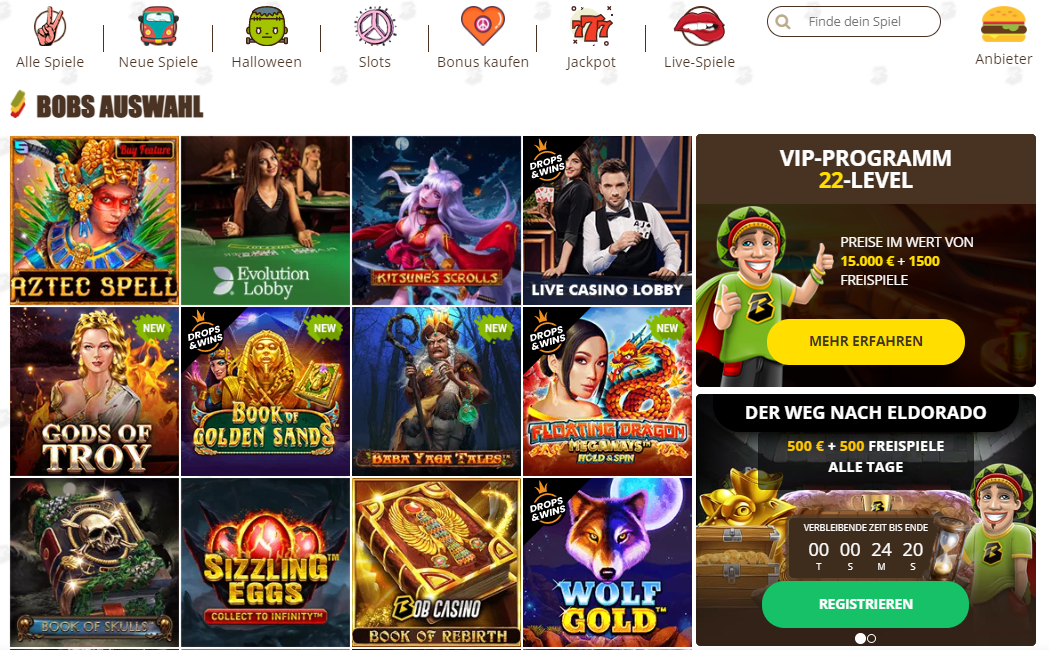 Spielen Sie in den besten Online-Casino Bob in Deutschland um echtes Geld!