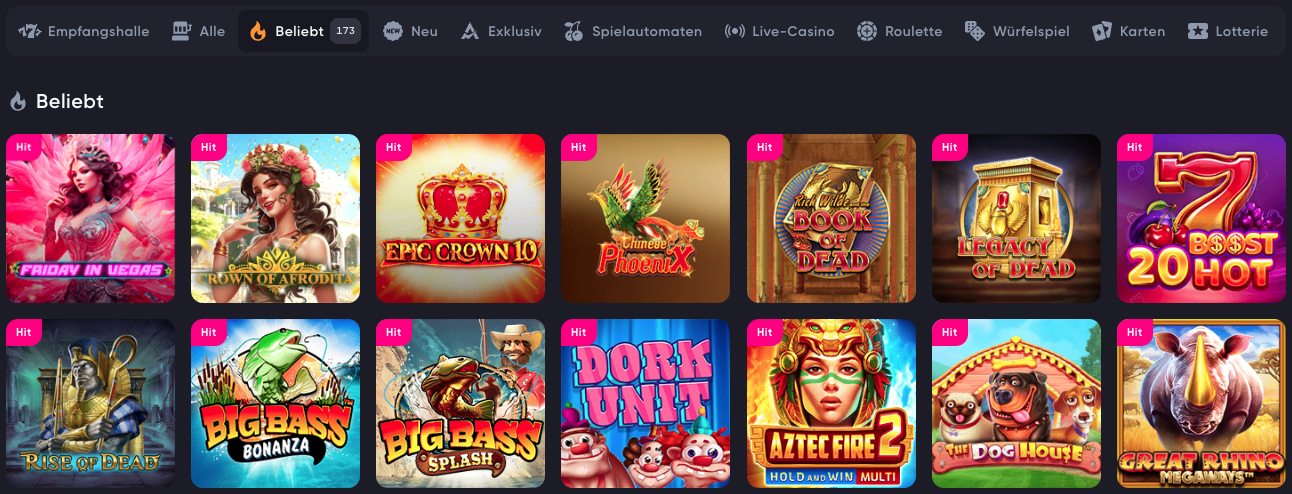 Spielen Sie beliebte Slots nur in von Experten geprüften Online-Casino Spinarium in Deutschland!